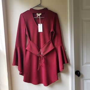 NWT Red Dress with Bell Sleeves